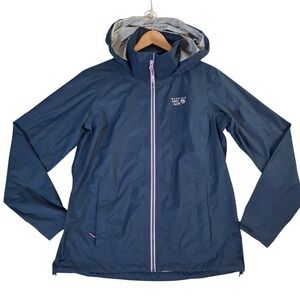 Mountain Hardwear Womens Plasmic Ion Rain Jacket Large Gray Purple Hooded